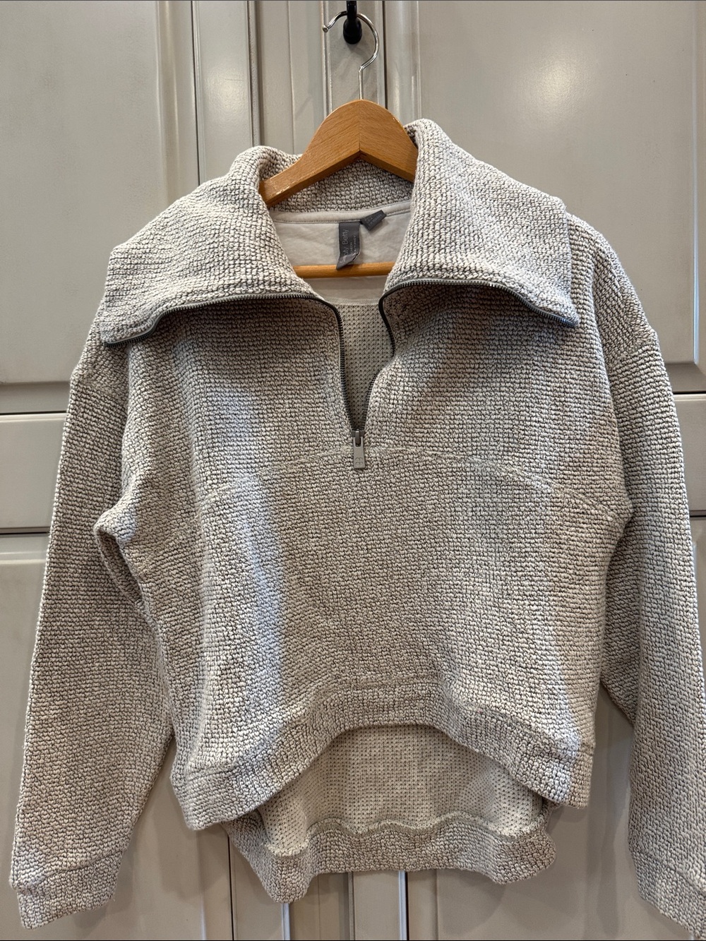 Sweaty Betty Light Gray Quarter-Zip Pullover